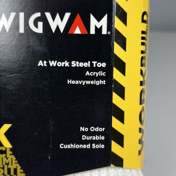 Wigwam Work Socks Double Cushioned White & Black Men's Size XL 12-15 Shoe - Picture 2 of 6